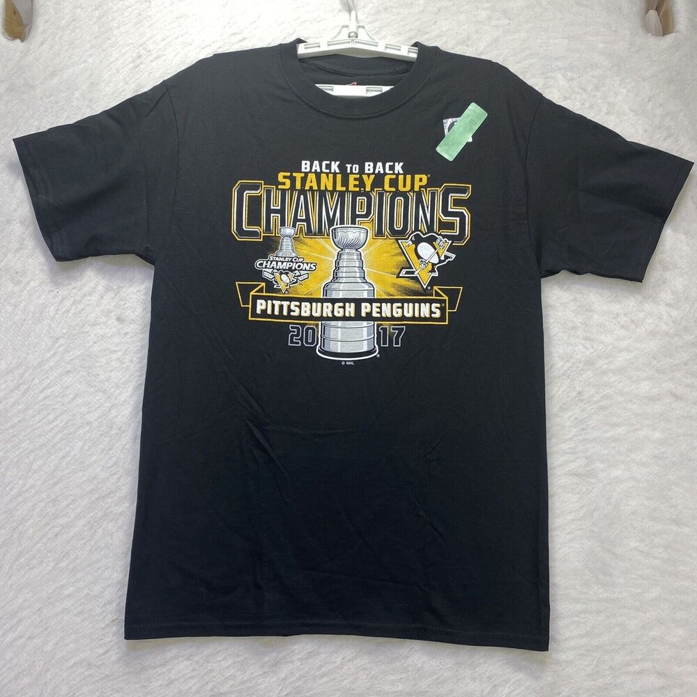 Pittsburgh Penguins Shirt 2017 Stanley Cup Men M New Black NHL Hockey